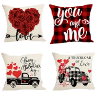 18X18 Sets of 2 Valentine's Day Throw Pillows Covers (*No Inserts) Canvas Feel Set Heart 10A or 10B