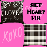18X18 Sets of 2 Valentine's Day Throw Pillow Covers (*No Inserts) Canvas Feel Set Heart 14A or 14B