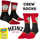 HEINZ Ketchup Officially Licensed Crew Length Unisex 1 Pair of Socks Sizes 9-10