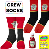 HEINZ Ketchup Officially Licensed Crew Length Unisex 1 Pair of Socks Sizes 9-10