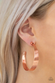 "Live Wire" Copper Metal Multi Wire Hoop Earrings