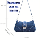 Baguette Handbag BLACK Frayed Edge Triangle Design Chain/Buckle Detail Stitch Decor Bag