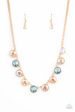 "Mystical Majesty" Gold Metal & Round Faceted Rainbow Iridescent Necklace Set