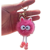 FREAKING ADORABLE POM POM WITH EYES & LEGS CHARACTER KEYCHAINS