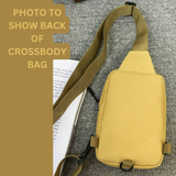 Unisex Casual Yet Sporty Canvas Crossbody Bag Wear Across Chest or Behind Back in Khaki
