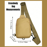 Unisex Casual Yet Sporty Canvas Crossbody Bag Wear Across Chest or Behind Back in Khaki