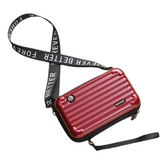 Hardshell Light Weight Suitcase Design, Striped Pattern, Double Zippered Crossbody/Shoulder Bag