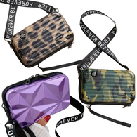 Hardshell Light Weight Suitcase Design, Double Zippered Crossbody Bag "SPECIALTY DESIGNS"