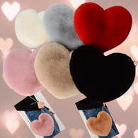 FLUFFY Faux Fur Heart Novelty Crossbody Bags with Removable Gold Chain Strap in Multiple Colors