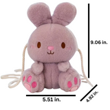 Adorable Fluffy & Soft Embroidered Bunny Rabbit Crossbody Bag with Rope Strap in Purple
