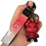 COOL COLOR OMBRE TEDDY BEAR CHARACTER KEYCHAINS WITH STRAP