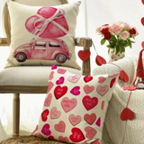18X18 Sets of 2 Valentine's Day Throw Pillow Covers (*No Inserts) Canvas Feel Set Heart 2A or 2B