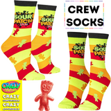 SOUR BATCH KIDS Candy Officially Licensed Crew Length Unisex 1 Pair of Socks Sizes 9-10