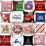 Holiday Christmas Pillow Covers (*No Inserts) Linen Blend 18X18 Soft & Canvas Types Set of 2