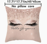 3D Printed Hello Gorgeous Eyelash Polyester (Soft) Throw Pillow Covers 18X18 (*No Inserts)