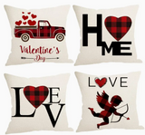 18X18 Sets of 2 Valentine's Day Throw Pillow Covers (*No Inserts) Canvas Feel Set Heart 4A or 4B
