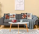 FOOTBALL Themed Throw Pillow Covers (*No Inserts) in a Linen Blend (Canvas) 18X18 Set of 4