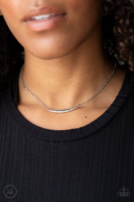 " Taking it Easy " Silver Metal Hammered Crescent Dainty Choker Necklace Set