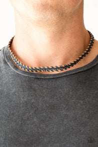 Paparazzi "The Grand Canyon" Men's Blue, Brown & Red Braided Urban Necklace