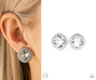 "Diamond Duchess" Silver Metal & Clear/White Rhinestone Clip-On Earrings