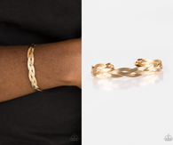 "Business As Usual" Gold Metal Braided Cuff Bracelet