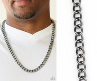 Paparazzi " Full Court " Men's Black Classic Curb Chain Link Necklace