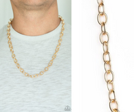 Paparazzi " Courtside Seats " Men's Gold Classic Etched Cable Chain Link Necklace