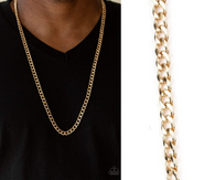 Paparazzi " Delta " Men's Gold Classic Curb Chain Link Necklace