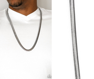 Paparazzi " Kingpin " Men's Sleek Black Herringbone Chain Link Necklace