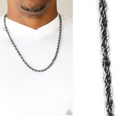 Paparazzi " Instant Replay " Men's Black Classic Double Rope Chain Link Necklace