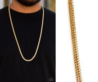 Paparazzi " Killer Crossover " Men's Gold Classic Flat Franco Chain Link Necklace