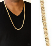 "Go Down Fighting" Men's Gold Crimped Byzantine Chain Link Necklace