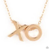 "Hugs and Kisses" Gold Metal with X and O Letter Necklace Set