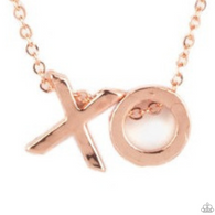 "Hugs and Kisses" Copper Metal with X and O Letter Necklace Set