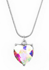 "Smitten with Style" Silver Metal & Multi Color Rhinestone Heart Necklace Set