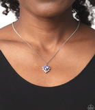 "Be Still My Heart" Silver UV Shimmer Purple Heart with White Halo Necklace Set