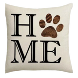 "HOME" Set Dog Throw Pillow Cover (*No Insert) Linen Blend (Canvas) 18X18 Set of 2