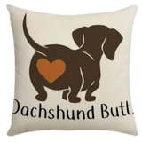 DACHSHUND Dog Throw Pillow Cover (*No Insert) Linen Blend (Canvas) 18X18 Set of 2