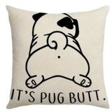 Pug Dog Throw Pillow Cover (*No Insert) Linen Blend (Canvas) 18X18 Set of 2
