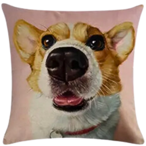 Corgi Dog 1pc Throw Pillow Cover (*No Insert) in a Linen Blend (Canvas) 18X18
