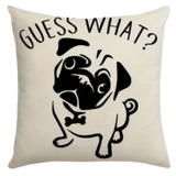 Pug Dog Throw Pillow Cover (*No Insert) Linen Blend (Canvas) 18X18 Set of 2