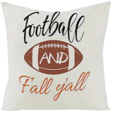 FOOTBALL Themed Throw Pillow Covers (*No Inserts) in a Linen Blend (Canvas) 18X18 Set of 4
