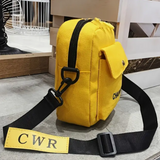 Canvas Crossbody Messenger Bag in Yellow with Black Accents