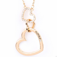 "Grandma Glow" Gold Metal with Two Interlocking Hearts GRANDMA Necklace Set