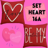 18X18 Sets of 2 Valentine's Day Throw Pillow Covers (*No Inserts) Canvas Feel Set Heart 16A or 16B