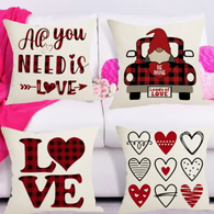 18X18 Sets of 2 Valentine's Day Throw Pillow Covers (*No Inserts) Canvas Feel Set Heart 12A or 12B