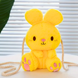 Adorable Fluffy & Soft Embroidered Bunny Rabbit Crossbody Bag with Rope Strap in Yellow