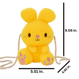 Adorable Fluffy & Soft Embroidered Bunny Rabbit Crossbody Bag with Rope Strap in Yellow