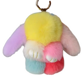 FLUFFY & UNBELIEVABLY SOFT LONG EARED MULTICOLORED BUNNY RABBIT KEYCHAINS