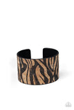 " Zebra Zone " Cork Tan & Black Zebra Print Cuff Bracelet
